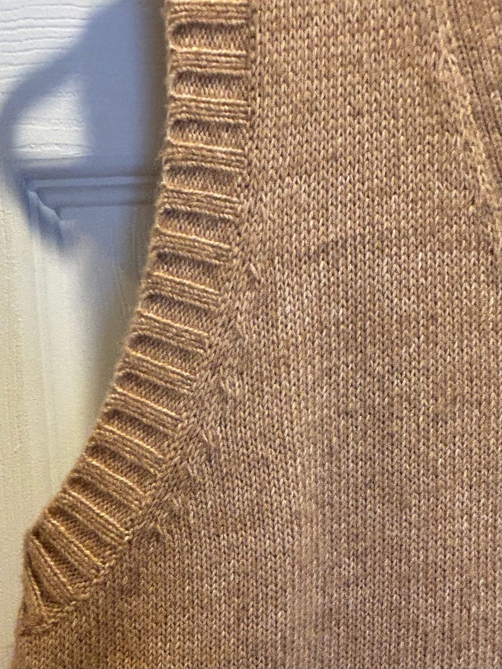 twik Tan V-Neck Button Front Knit Sweater Vest - cotton blend, size medium - Picture 3 of 13